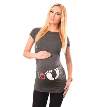 Nové Materskej Krátky Rukáv T-shirt Oblečenie Cartoon Stopu Tehotných Pracovníčok Oblečenie Bavlna Tehotenstva Ženy Letné Topy