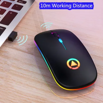 Bezdrôtová Myš RGB Myš Bezdrôtová Nabíjateľná Počítač Mause Tichý a Ergonomický LED Myši optická USB Podsvietený Myš pre notebook PC