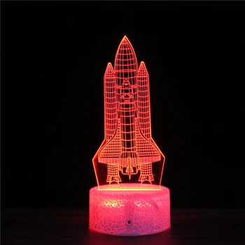 GETSINCRACK Space Exploration 3D Nočné Svetlo kozmickej Lode, Rakety, Lampa Farebné Auto Zmena Dotyk Diaľkové Deti Darčeky Love & Peace GiC