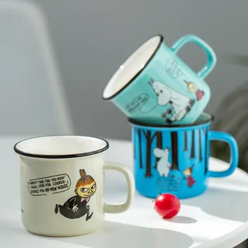 Kreatívne keramický hrnček cartoon módne káva hrnček retro smalt hrnček mlieka office domácnosti 300 ml veľká kapacita Šálku Kávy
