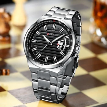 Značky CURREN Muži Hodinky Luxusné obchodné Quartz náramkové hodinky Módne pánske Nehrdzavejúcej Ocele Band Auto Dátum hodiny Relojes
