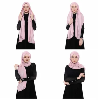2019 dámske Elegantné Skromné Moslimských Islamská Šatka Ramadánu Ľahký Mäkké Jersey okamžité Hidžáb Dlhú Šatku Jednoduché Pripravené na nosenie