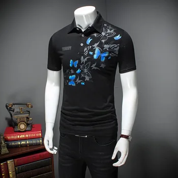 - SHAN-BAO mužov bežné krátkym rukávom polo tričko 2020 letné oblečenie značky butterfly tlač vysoko-kvalitné bavlnené POLO 4XL 5XL 6XL