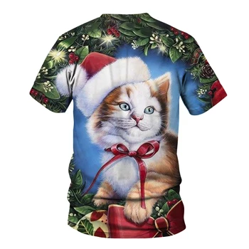 Letné nové módne pánske a dámske topy T-shirt 3d tlač štýle Vianoc vtipné mačku-krátke rukávy digitálna tlač T-shirt l