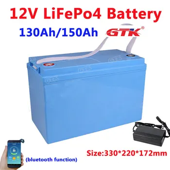 Nepremokavé 12V 130Ah 150Ah LiFepo4 lithium battery pack s bluetooth BMS pre golf cart RV karavan na skladovanie energie+10A nabíjačky