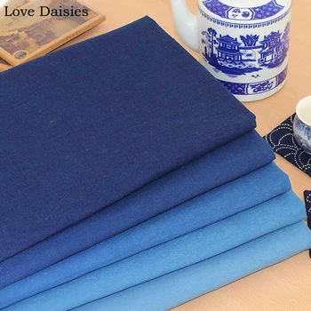 Čínske Tradičné Tmavé Svetlo Handwork Indigo Modrá Calico Bavlnenej Tkaniny pre DIY Domova Oblečenie Sashiko Výšivky