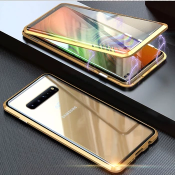 360 Magnetické Adsorpcie Kovové Telefón Puzdro Pre Samsung Galaxy S8 Prípade S9 S10 Plus Poznámka 10 8 9 M20 30 A10 A50 Tvrdeného Skla Kryt