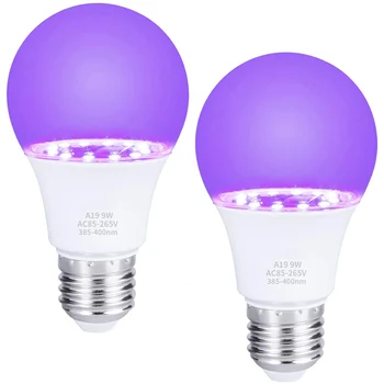 A19 E27 UV Blacklight Žiarovka 9W UV LED Žiarovky, svetlá Fialová Výzdoba pre Blacklight Strana Tela, Farby Fluorescenčné Plagát Neónové Žiara D30
