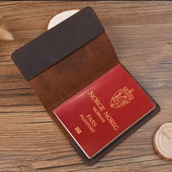 Nórske Kráľovstvo Pas Pokrytie Skutočné Cowhide Kožené Kongeriket Norge Držiteľa Pasu Úplné Zrna Kožené Pas