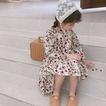 2019 Nové Jeseň Deti Šaty Pre Dievčatá Kvet Tenké Menčestrové Šaty Dieťa Dievča Kórejský Módne Princezná Šaty