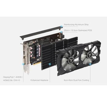 Yeston RX560D-4G D5 GAEA Grafické Karty Duálne Ventilátor Chladenia 4 gb Pamäte GDDR5 128Bit DP + HD + DVI-D GPU Chladič Rozšírené