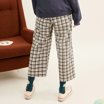 Nový Dizajn Ženy Jar Členok-dĺžka Rovné Nohavice Vintage Vlnené Nohavice Elastický Pás Dosť Hrubé Bežné