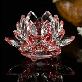 80~200 mm 1 Kus Red Crystal Lotus Paperweight Sklo Fengshui Dekoratívne Figúrka Domáce Dekorácie Accessaries najpredávanejších