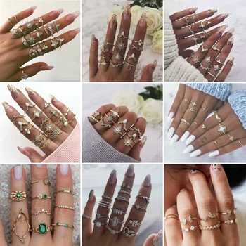 Krúžky, Sada pre Ženy Geometrické Sun Star Tvar Prstene pre Ženy Šperky Prstene s Krištáľovo Zliatiny Šperky, Doplnky, Veľkoobchod