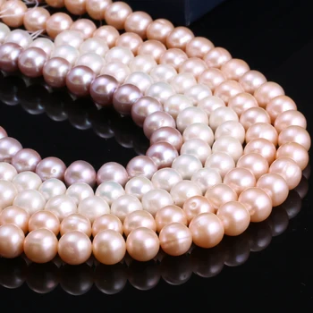 Prírodné Sladkovodné perly umelo Pestované Perly Kolo Prírodné Perly pre Šperky, Takže Náhrdelník Náramok 15 Palcov Veľkosť 10-11 mm