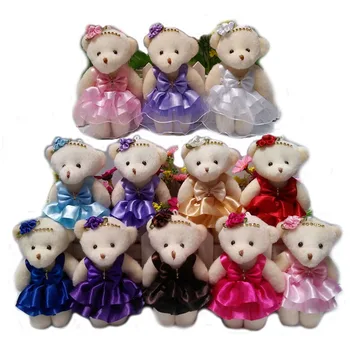NOVÉ 12CM 10pcs/veľa pp bavlna dieťa, hračky, plyšové bábika mini malý medvedík kvetinové kytice medveď na svadbu