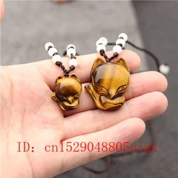 Prírodné Čínskych Jade Kameň Fox Prívesok Tigrie Oko Náhrdelník Módne Doplnky Kúzlo Šperky Vyrezávané Amulet Darčeky pre Ženy Muži