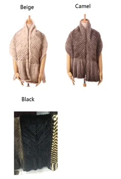 Jeseň a v zime teplý šál prírodných noriek srsť dlhá ženy kožušiny šatky fialová, čierna, béžová pletené kožušiny cape S106