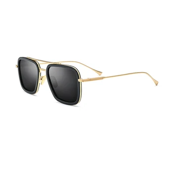2021 Mužov Polarizované Slnečné Okuliare 3 Farby Siliver/Gold/Modrý Štvorec Kovový Rám Dodávané S Box