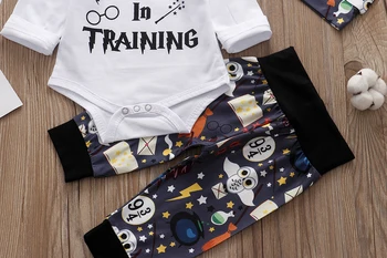3KS Sady Novorodenca Chlapci Dievčatá Oblečenie 2020 Lete Malý Sprievodca Prišiel Topy T-shirt+Halloween Nohavice+Klobúk Dieťa Detské Oblečenie