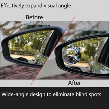 2 ks Auto 360 Stupeň Blind Spot Zrkadlo Široký Uhol Kolo Vypuklé Zrkadlo Malé Okrúhle Strane Blindspot Spätné Parkovanie Zrkadlo