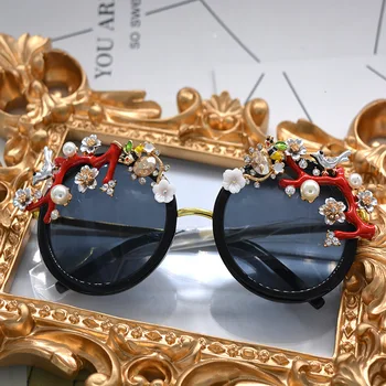 Barokový Retro Slnečné Okuliare Ženy Značky Dizajnér Bežné Slnečné Okuliare Duté Kovové Rezbárstvo Módne Doplnky, Dámske Vintage Odtiene