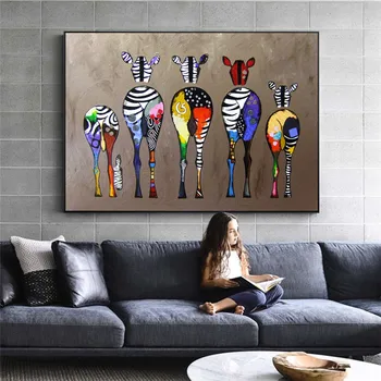 Farebné Zebra Plátno Maliarske Umenie Plagáty a Vytlačí Umenie Abstraktné Zebra Zvieratá Wall Art Obrázok pre Obývacia Izba Dekor Cuadros