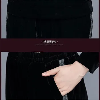 2019 Ženy Oblečenie Kus Dvoch Súbor: hoody+nohavice Elastický Lady Tepláková súprava Velvet Modrá čierna Fialová Plus Veľkosť XL~5XL