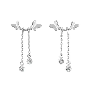 BaliJelry 925 Silver Ženy Náušnice, Šperky, Doplnky Motýľ Tvar Zirkón Drahokam Drop Náušnice pre Svadobné Zásnubný Dar