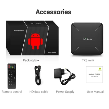 TX3 Mini TV BOX OS Android 7.1 Smart TV BOX 2 GB, 16 GB Amlogic S905W Set-Top Box TX3 Mini Android TV BOX 4k H. 265 Španielsko/francúzskej TV