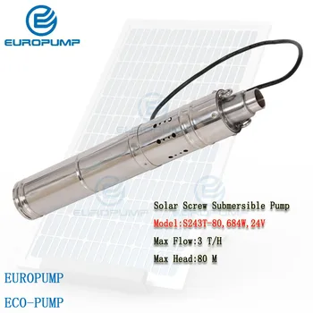 EUROPUMP MODEL(S243T-80) 24 v dc ponorné 1 hp solárne poháňané vodné čerpadlo s vnútorným MPPT regulátor