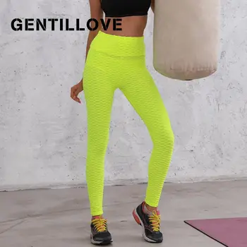 Gentillove Fitness Legíny Ženy Polyester Členok Dĺžka Štandardné Násobne Nohavice Pružnosť Slim Push Up Žena Farebné Leginy