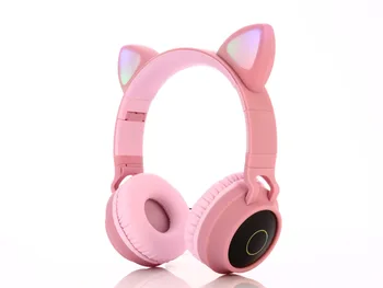 Populárne cute cat ear slúchadlá dievčatá bezdrôtová 5.0 skladacie slúchadlá BT-028C giftLED svetelný slúchadlá prenos