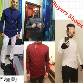 VISADA JAUNA 2019 Nové Muži Móda Dlho Puzdre Moslimských Tričko Pevné Slim Fit Business Košele Mužov Bežné Nepravidelný Šaty Camisas