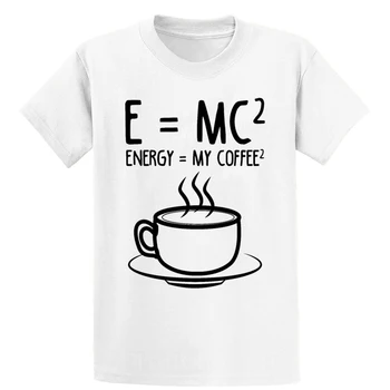 Káva Tričko Na Kávu Milenca E Mc2 Energie Moje tričko Fit Jar Jeseň Základný Trend O-Krku bavlna Projektovanie Trend tričko
