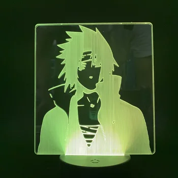 Naruto Uchiha Sasuke 3D Svetlo Visual LED Nočné osvetlenie, Farby, Diaľkové Ovládanie LED Stolná Lampa pre Spálne Deti Dar, MOJA