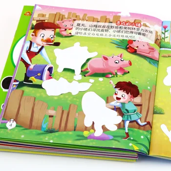 10 Kníh Vložiť Nálepka Obsahuje 3000 nálepky Baby Puzzle Raného Vzdelávania Knihy Osvietenie Hry Hračky Pre Deti 0-3 Rokov