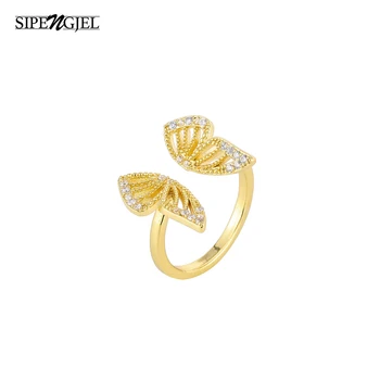 Móda Kubický Zirkón Roztomilý Motýľ Prstene, Zlaté A Strieborné Farba Nastaviteľné Otvoriť Prstene Pre Ženy, Svadobné Šperky 2020