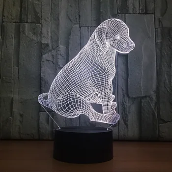 Krásne Roztomilý Pes Farebné 3D Vizuálne Dotykový Stôl Tabuľka Svetlo LED Lampy, Akryl Creative Energy-Saving Light Domova Prázdninový Darček