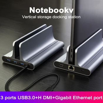 Nový Notebook Držiak Hliníkovej Zliatiny Držiak Skladovanie Notebook UHB Vertikálny Držiak Typu C Rozšírenie DHMI Kábel USB Konvertor