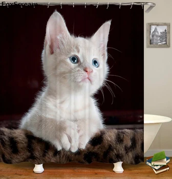 Mačka Vaňa Sprchový Záves Zábavnej Space Star Nepremokavé Mačka sprchové závesy kúpeľňa záclony Závesy Pre Kúpeľňu, Alebo Mat
