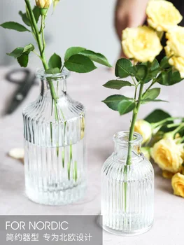 Jednoduché, Transparentné Sklo Malá Váza, Nordic Dekorácie Obývacia Izba Kvet Domov Vázy Aromaterapia Fľašu