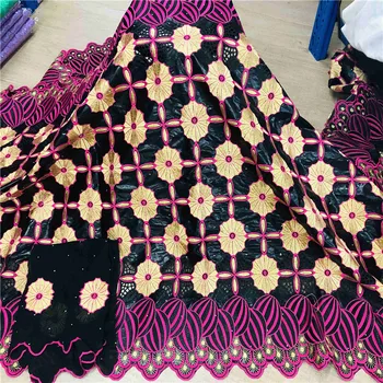 Africké bazin riche textílie s brode Najnovšie módne výšivky bazin čipky textílie s netto čipky 7 metrov HL053001