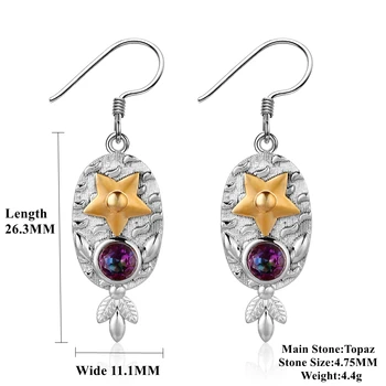 Nasiya Vytvorené Star Mystic Rainbow Topaz Drahokam Pre Ženy Drop Náušnice 925 Strieborné Šperky, Zásnubné Strany Darček