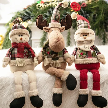 Kreatívne Veselé Vianoce Stylistom, Dekorácie Cute Santa Claus Snehuliak Ozdoby Dlhé Nohy Sedí Bábika 2020 Nové Prírastky