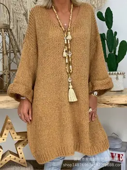 Veľká veľkosť voľné žien sveter pure color fashion bežné žien sveter 2020 jeseň modelov tvaru dlhé dámske svetre