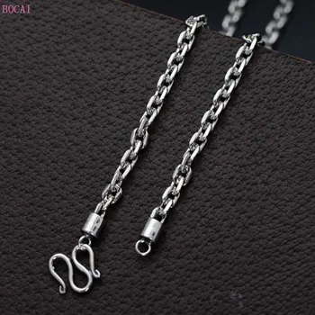 BOCAI S925 mincový striebro náhrdelník šperky Thai strieborné pánske despotický 4 mm náhrdelník reťazca nový náhrdelník sveter reťazca