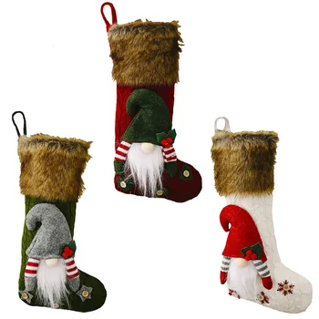 Vianočné ozdoby plyšové stromu visí taška anonymný bábika ponožky darčeková taška prívesok krb Vianočný strom dekorácie navidad