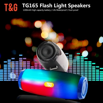 TG165 Reproduktory Prenosný Bluetooth Reproduktor Stereo Stĺpec Flash LED Svetlo Subwoofer Bezdrôtové Vonkajšie Soundbar FM Rádio, USB TF Karty