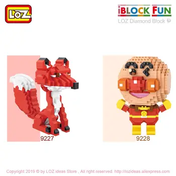 LOZ Micro Bloky Diamond Tehly Anpanman Red Fox Kreslená Postavička Anime Akčné Figúrky DIY Montáž Hračky Model Model